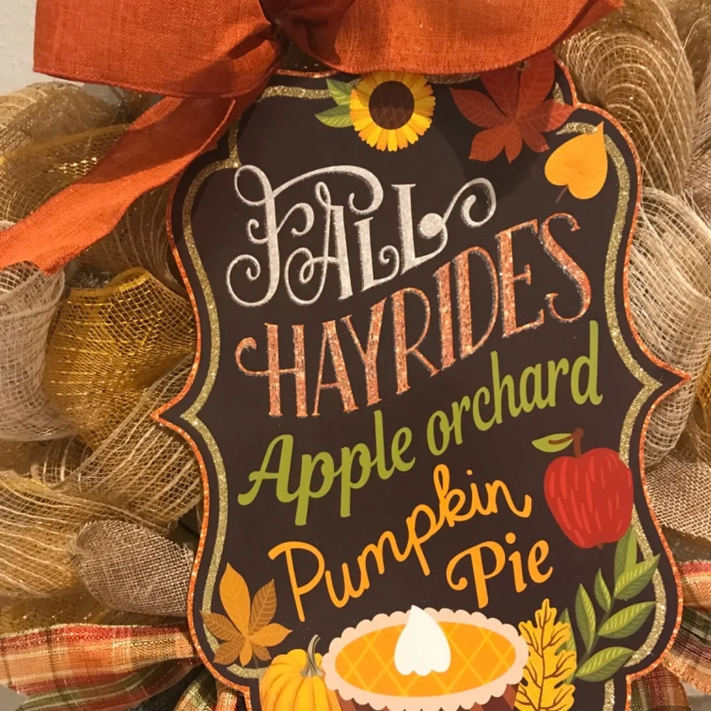 FALL WREATH Hand Crafted Harvest Front Door Wall Beautiful Fall Colors FINAL …